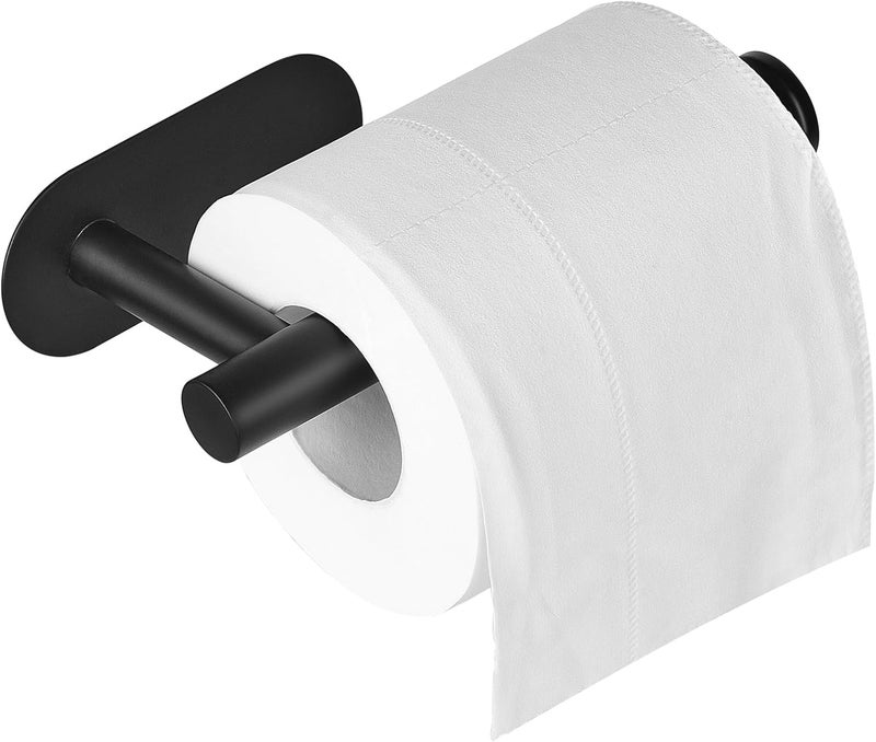DGWHYC Self Adhesive Toilet Paper Holder, Matte Black Toilet Paper Holder Rustproof 304 Stainless Steel for Bathroom, Kitchen and Washroom, 3M Wall Mount DG-TPA21 - Image 1
